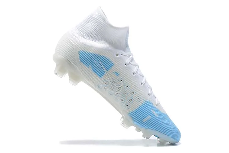 Nike Mercurial Superfly 8 Elite High-Top Knit FG White Blue Color - Image 5