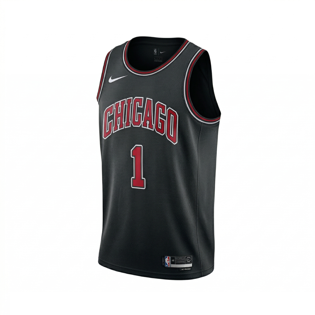 Nike NBA Bulls Derrick Rose No' 1 Hot-Pressed Jersey Black Color
