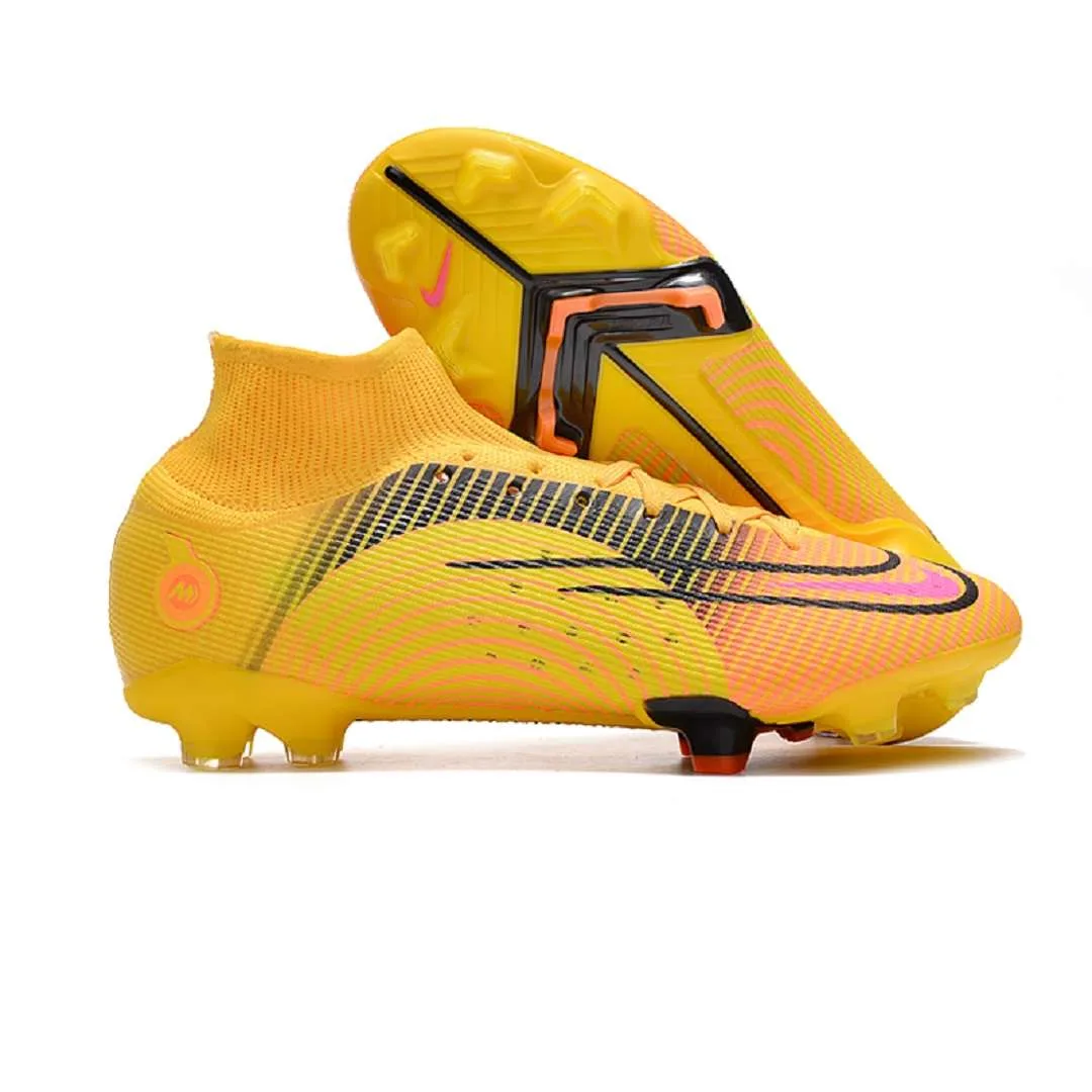 Nike Mercurial Assassin 14th High Top Knit Yellow/Orange/Black FG Boots - Image 6