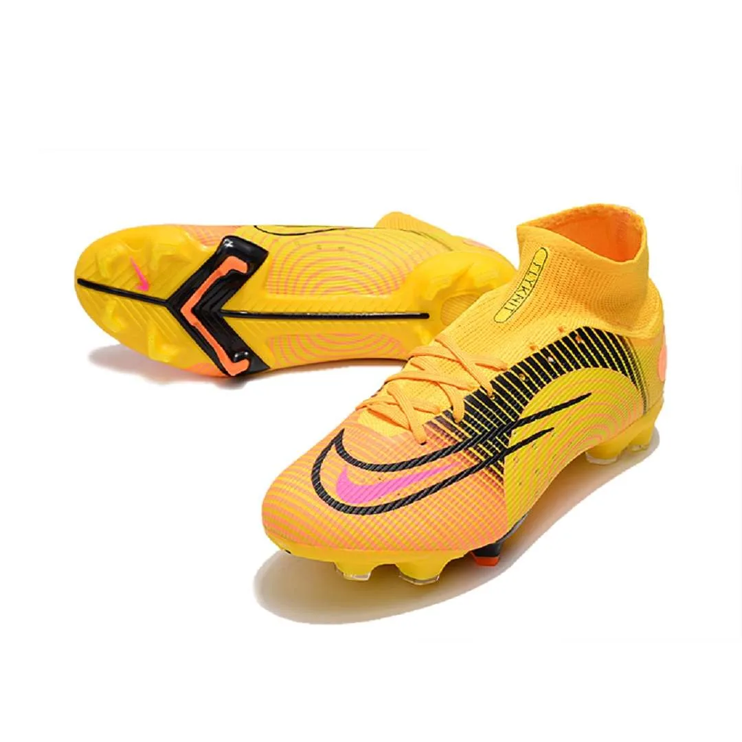 Nike Mercurial Assassin 14th High Top Knit Yellow/Orange/Black FG Boots - Image 4