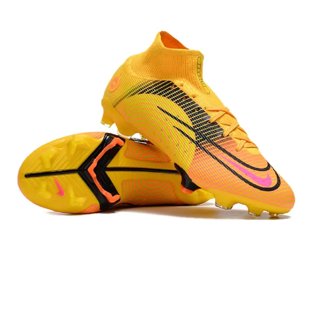 Nike Mercurial Assassin 14th High Top Knit Yellow/Orange/Black FG Boots - Image 3
