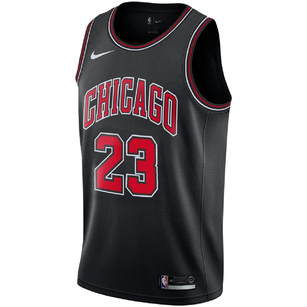 Nike NBA Bulls Michael-Jordan No' 23 Hot-Pressed Jersey Black Color