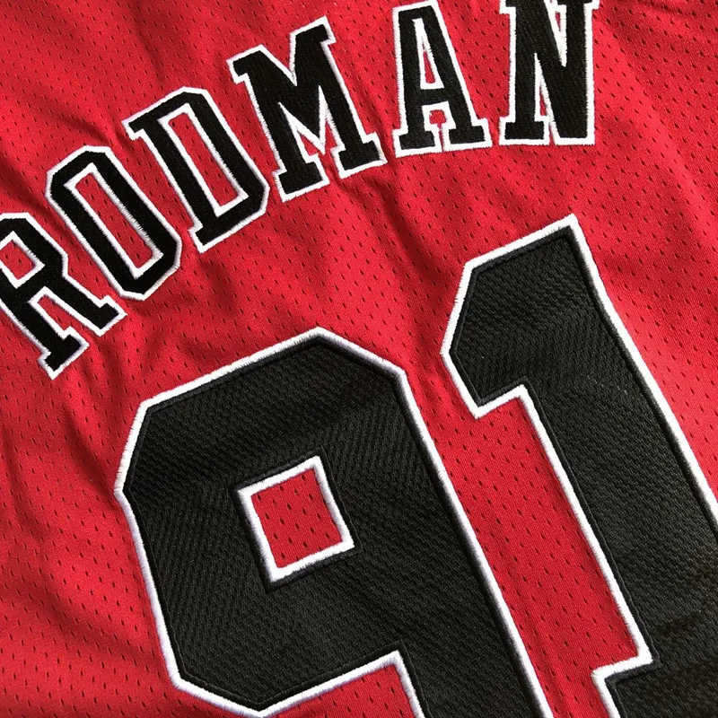 NBA Mitchell & Ness Bulls Dennis Rodman Jersey No' 91 Red Color - Image 3