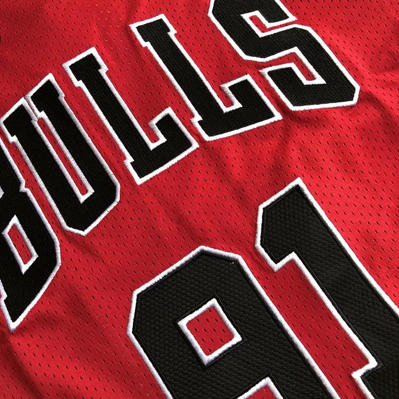 NBA Mitchell & Ness Bulls Dennis Rodman Jersey No' 91 Red Color - Image 4
