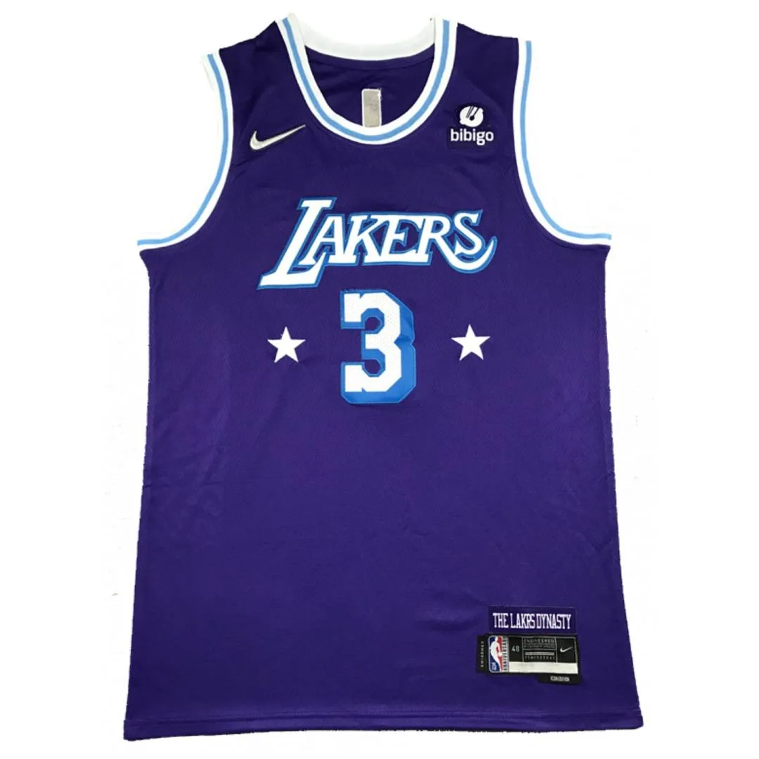 Nike Nba 2022 Season La Lakers Anthony Davis Jersey No'3 Purple Color Embroidered Jersey