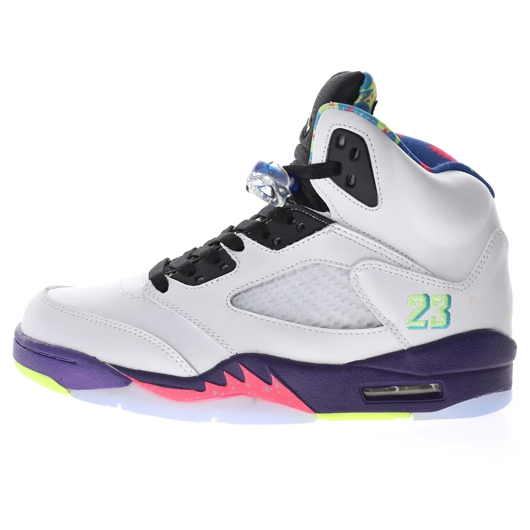 Air Jordan Retro 5 White Purple Grape "Bel-Air" Basketball Shoes
