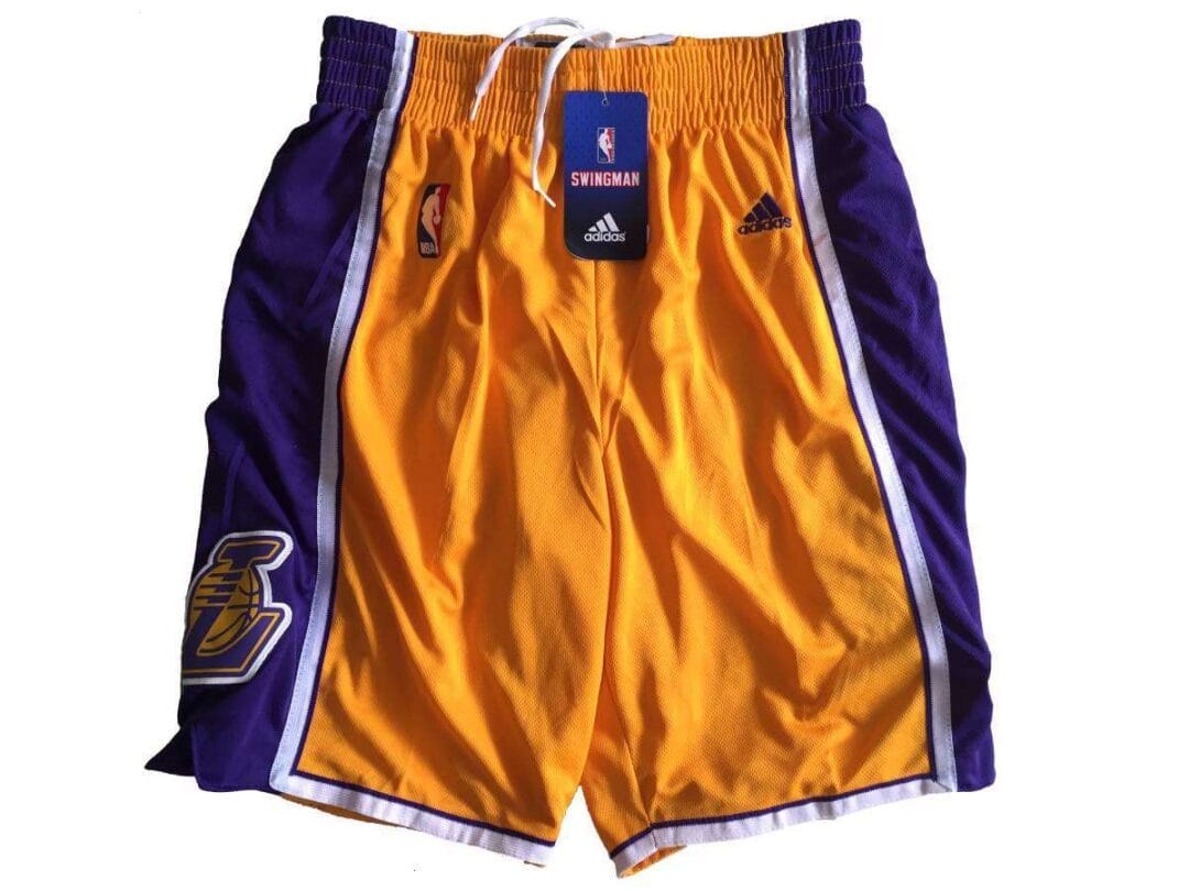 Adidas Nba Lakers Yellow Basketball Pants Embroidery Print
