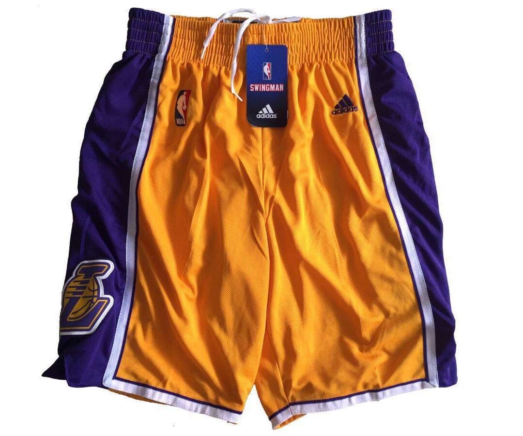 Adidas Nba Lakers Yellow Basketball Pants Embroidery Print