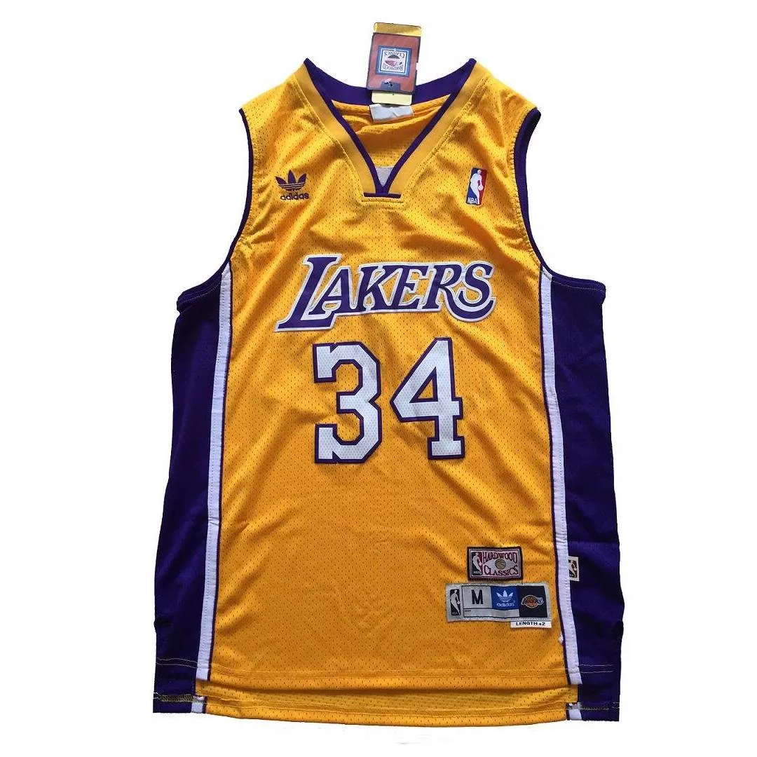 Adidas NBA L.A Lakers 34 O'Neal Vintage Yellow Jersey