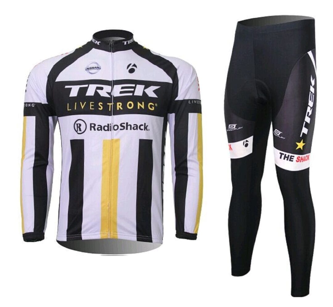 Trek Long Sleeve White/Black/Yellow Cycling Jersey And Bib Pants Set