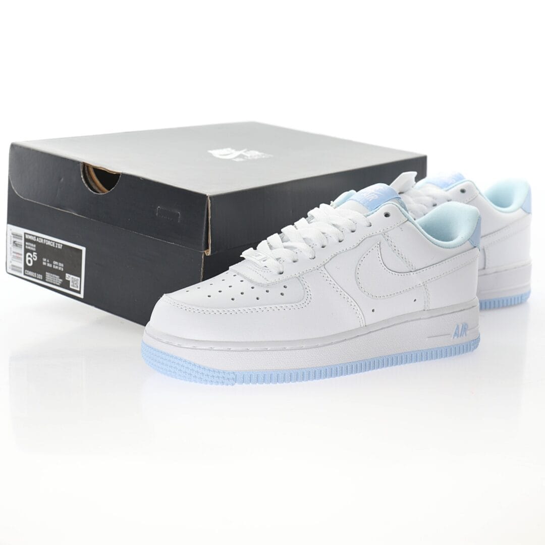 Nike Air Force 1 '07 GS 'White Hydrogen Blue' Low-Top Casual Sneakers - Image 5
