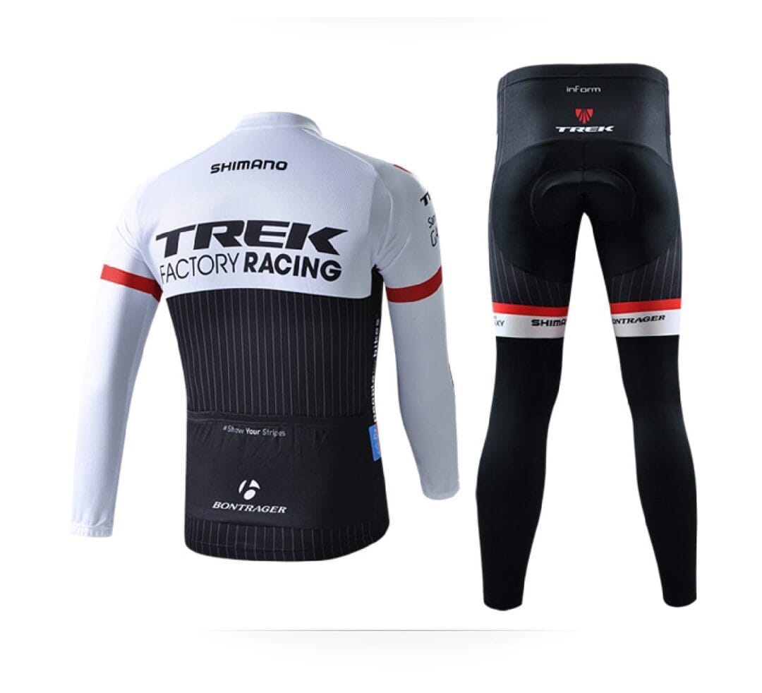 Trek Long Sleeve White/Black/Red Cycling Jersey And Bib Pants Set - Image 2