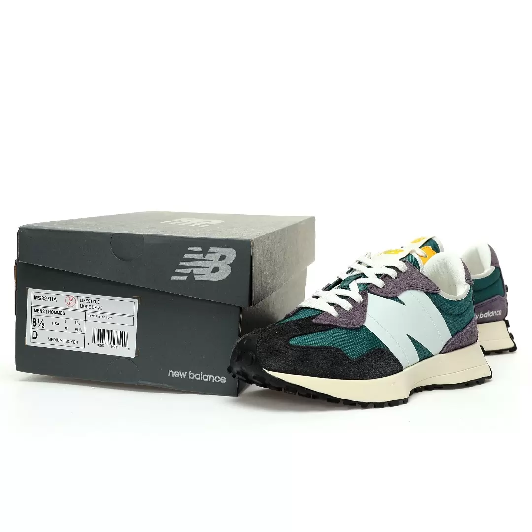 New Balance Ms327  color-blocked lake green, dark black, purple yellow MS327HA - Image 9