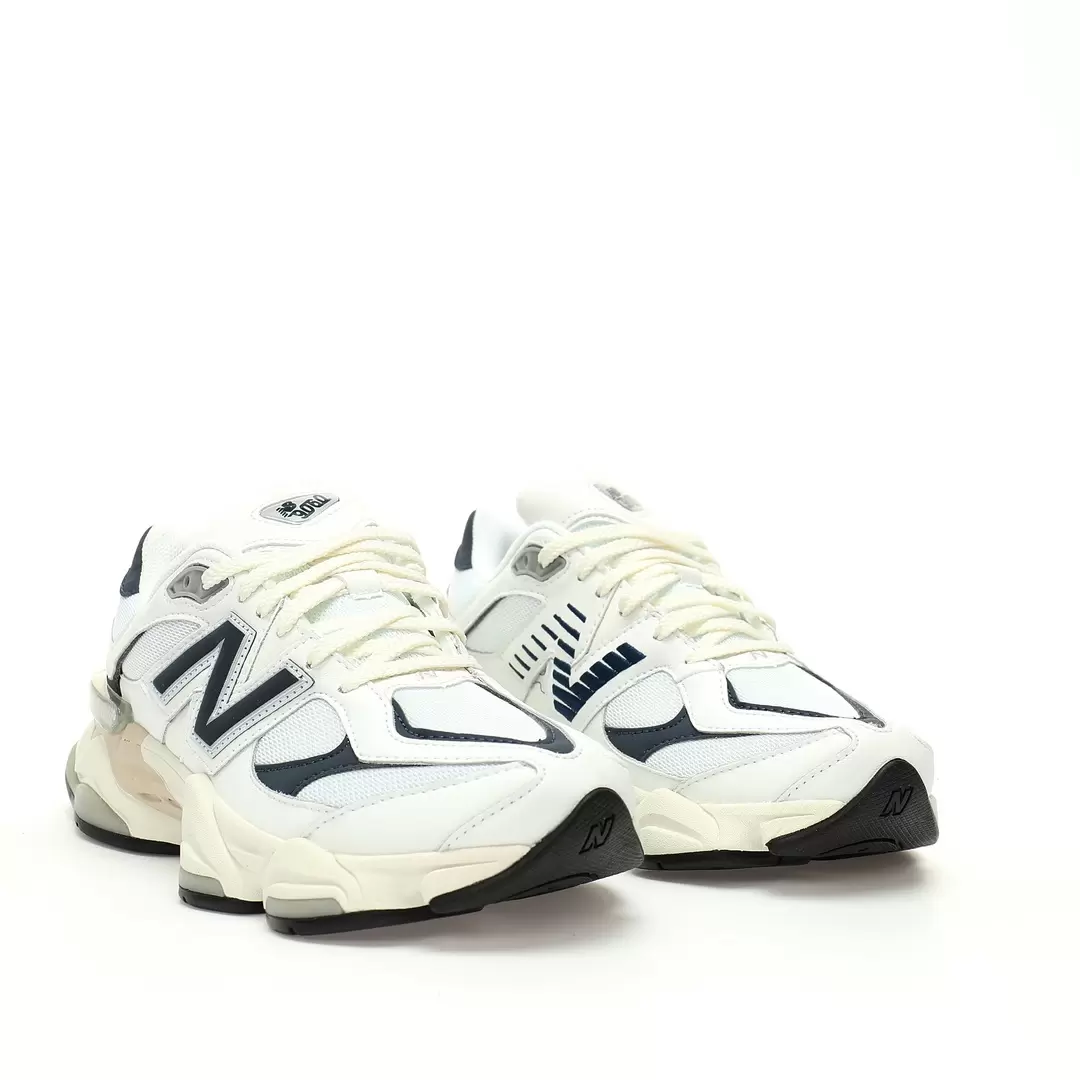 New Balance 9060 White Nvay Leather White Midnight Blue - Image 6