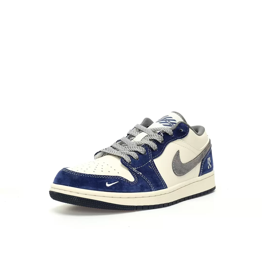 Nike Air Jordan 1 Low Og Sp Off white Aj1 Ow Mi White Tibetan Blue Deep Gray Red - Image 2