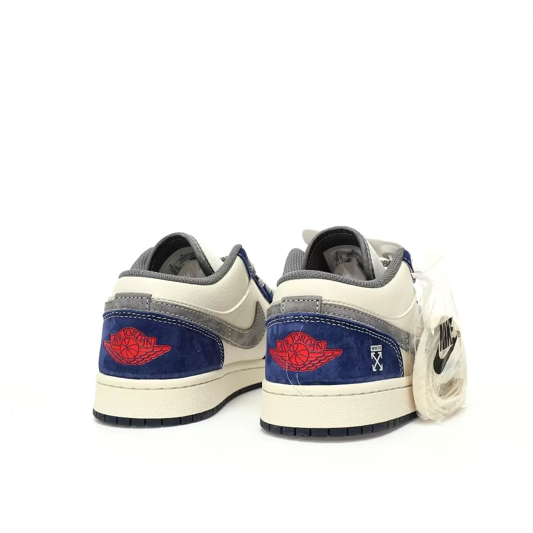 Nike Air Jordan 1 Low Og Sp Off white Aj1 Ow Mi White Tibetan Blue Deep Gray Red - Image 7
