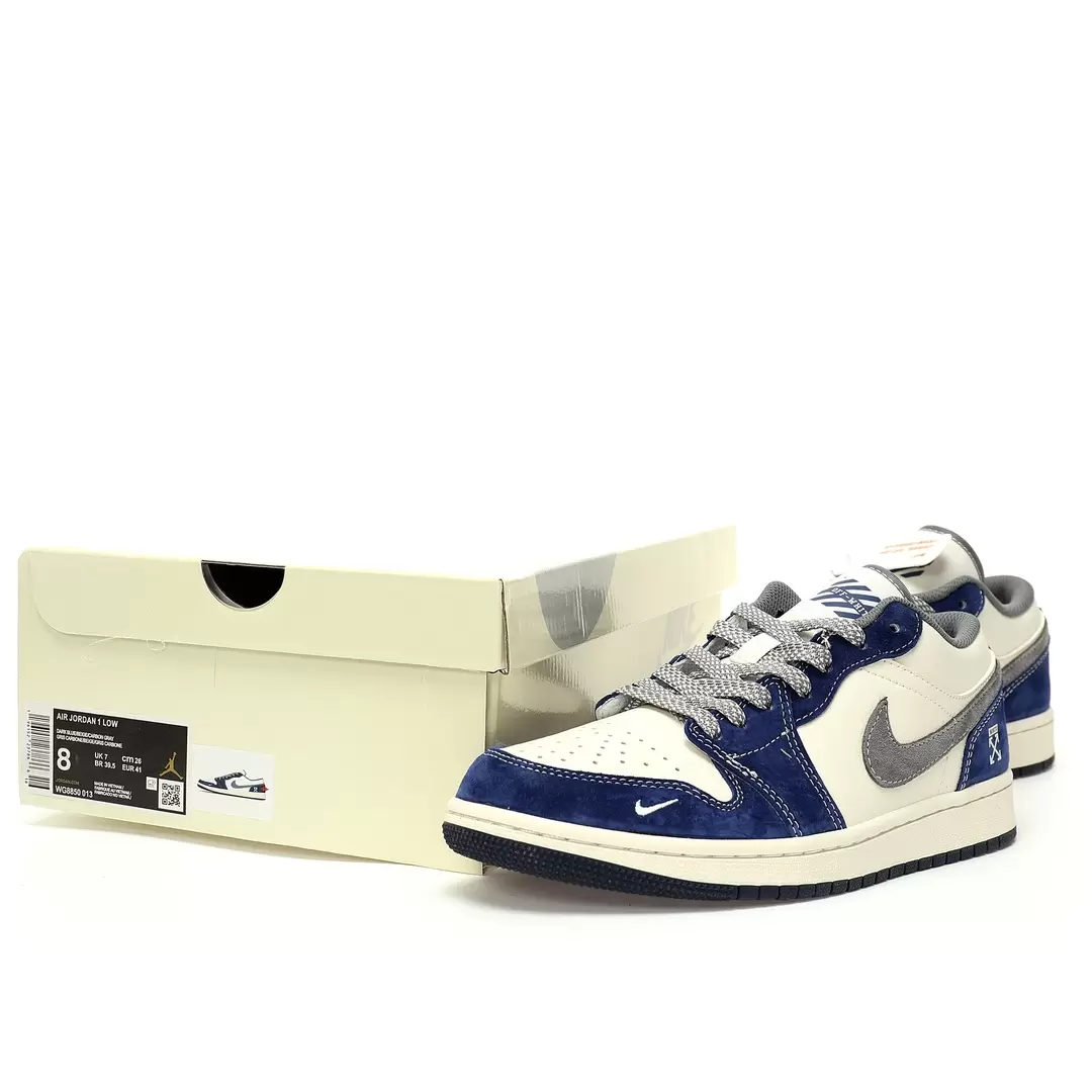 Nike Air Jordan 1 Low Og Sp Off white Aj1 Ow Mi White Tibetan Blue Deep Gray Red - Image 9