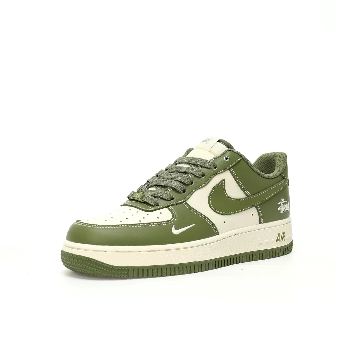 Nike Air Force 1?07 Low Olive Beige Olive Green Rice White Stutti Embroidery Hook - Image 2