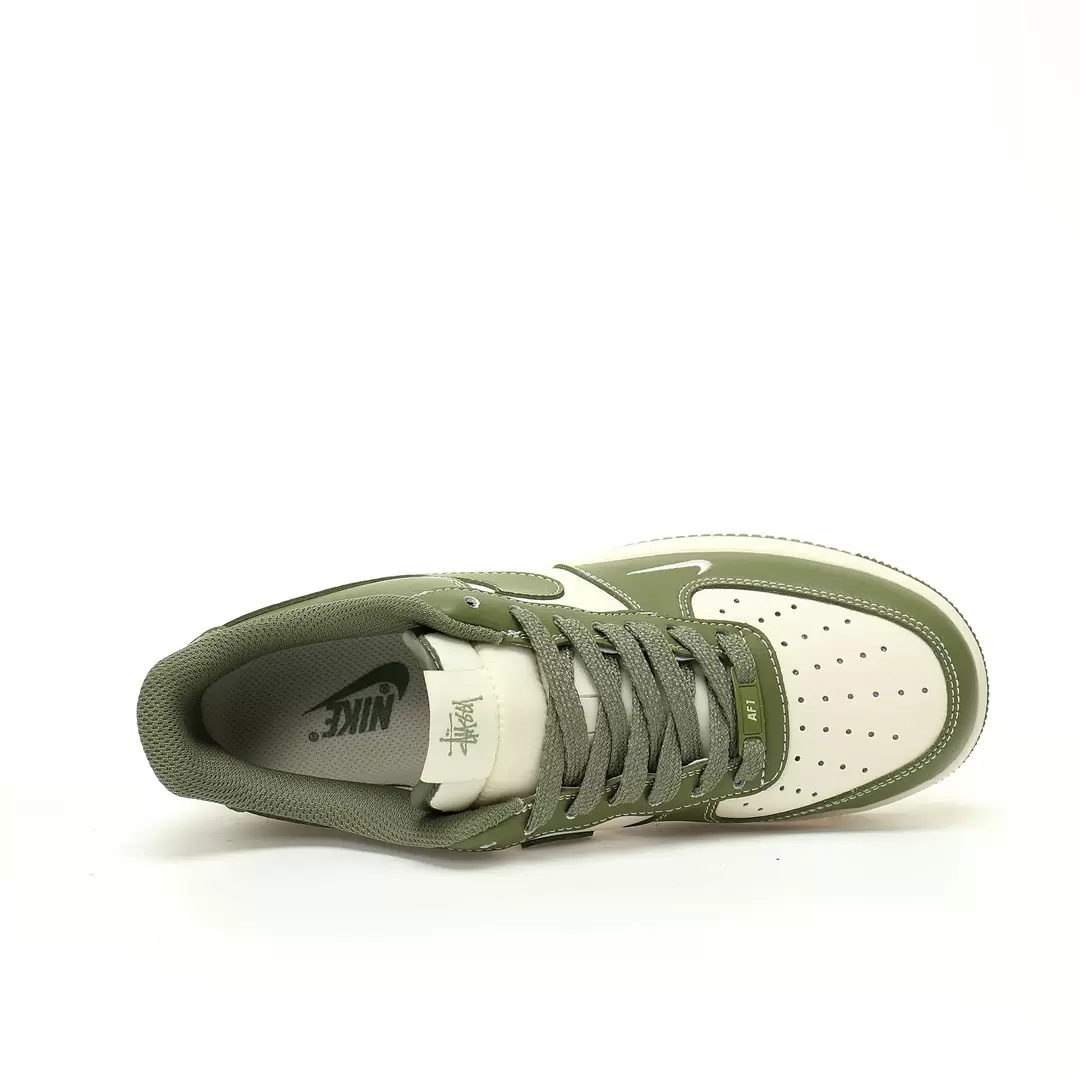 Nike Air Force 1?07 Low Olive Beige Olive Green Rice White Stutti Embroidery Hook - Image 4