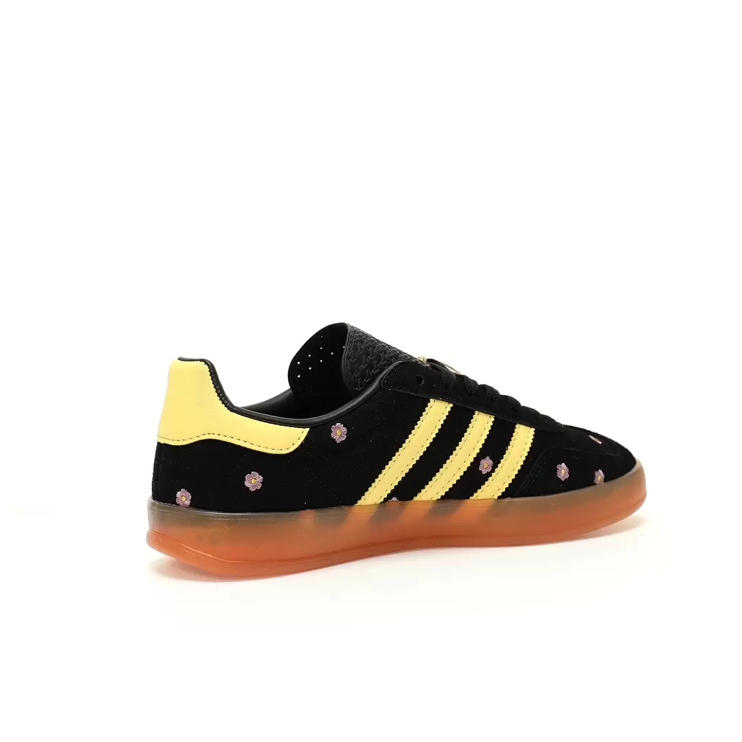 Adidas Gazelle Indoor Trainers Black And Yellow Powder Little Daisy Embroidery Edition - Image 3