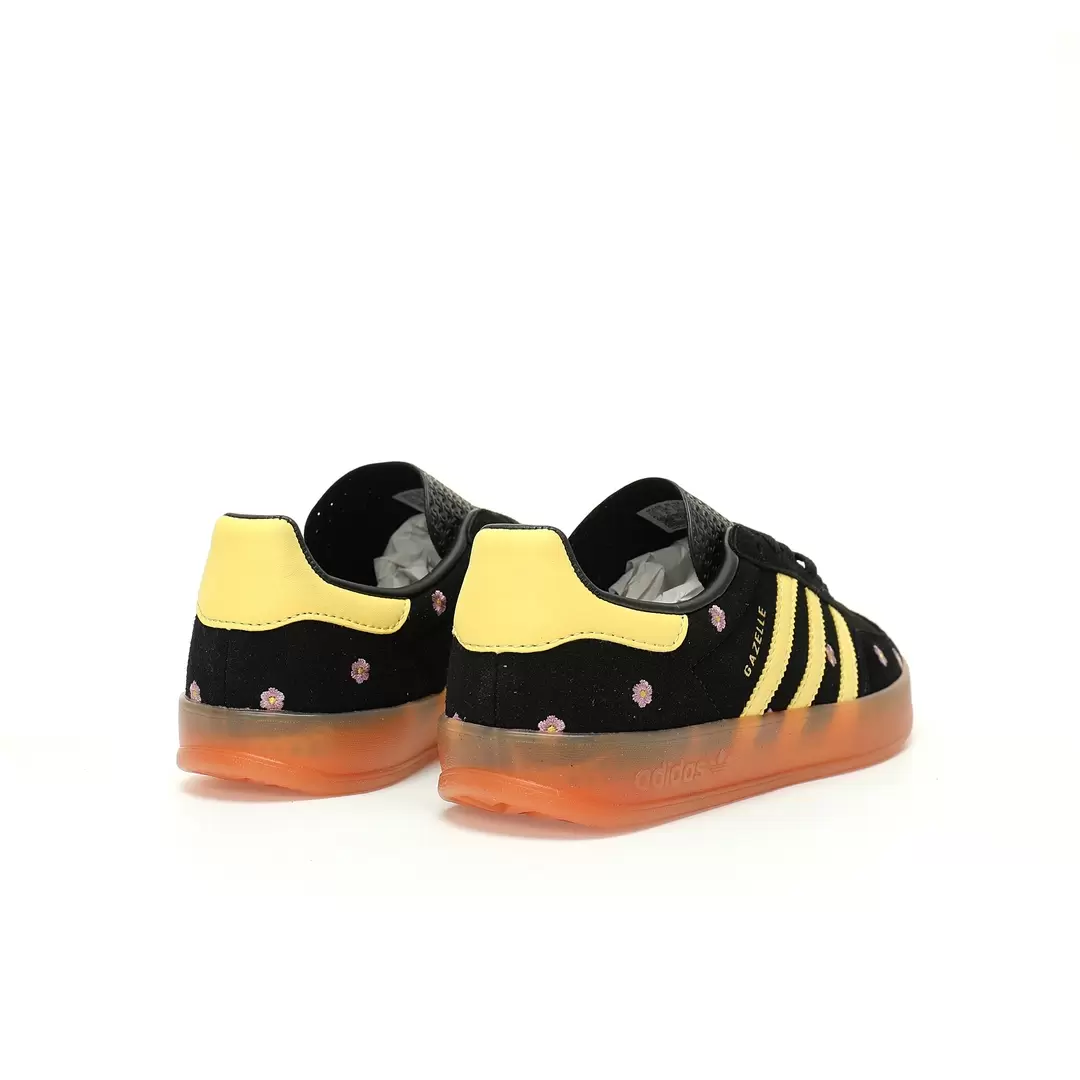 Adidas Gazelle Indoor Trainers Black And Yellow Powder Little Daisy Embroidery Edition - Image 7