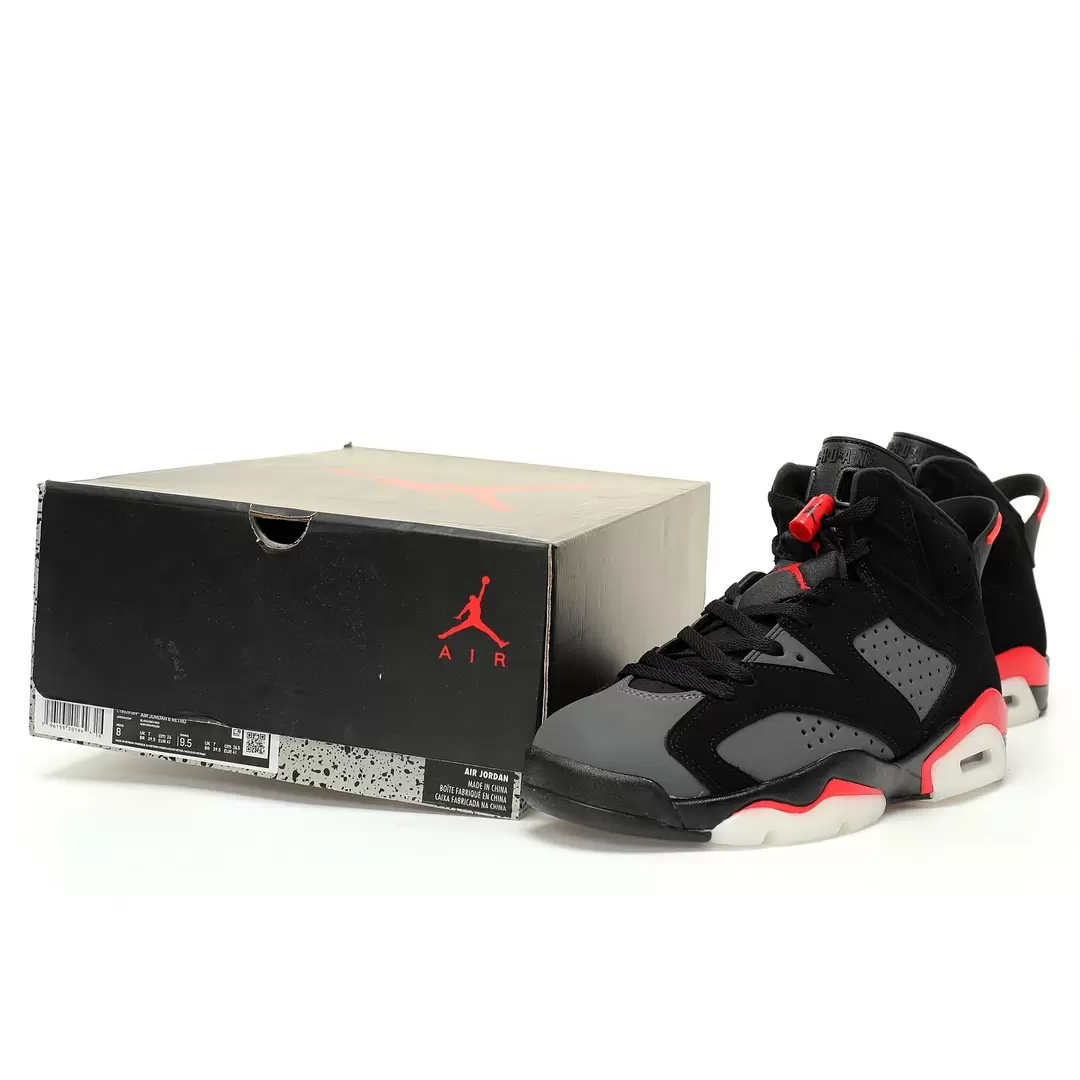 Nike Air Jordan 6 Retro Fire Red Great Paris Deep Gray Black - Image 9