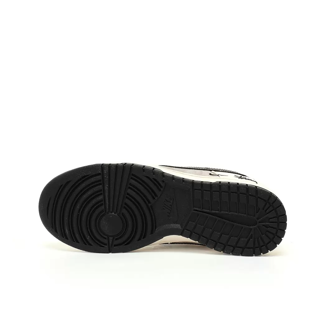 Nike By You Sb Dunk Low Retro Sp Beige Gray Black Stuci Embroidery Four Hooks - Image 5