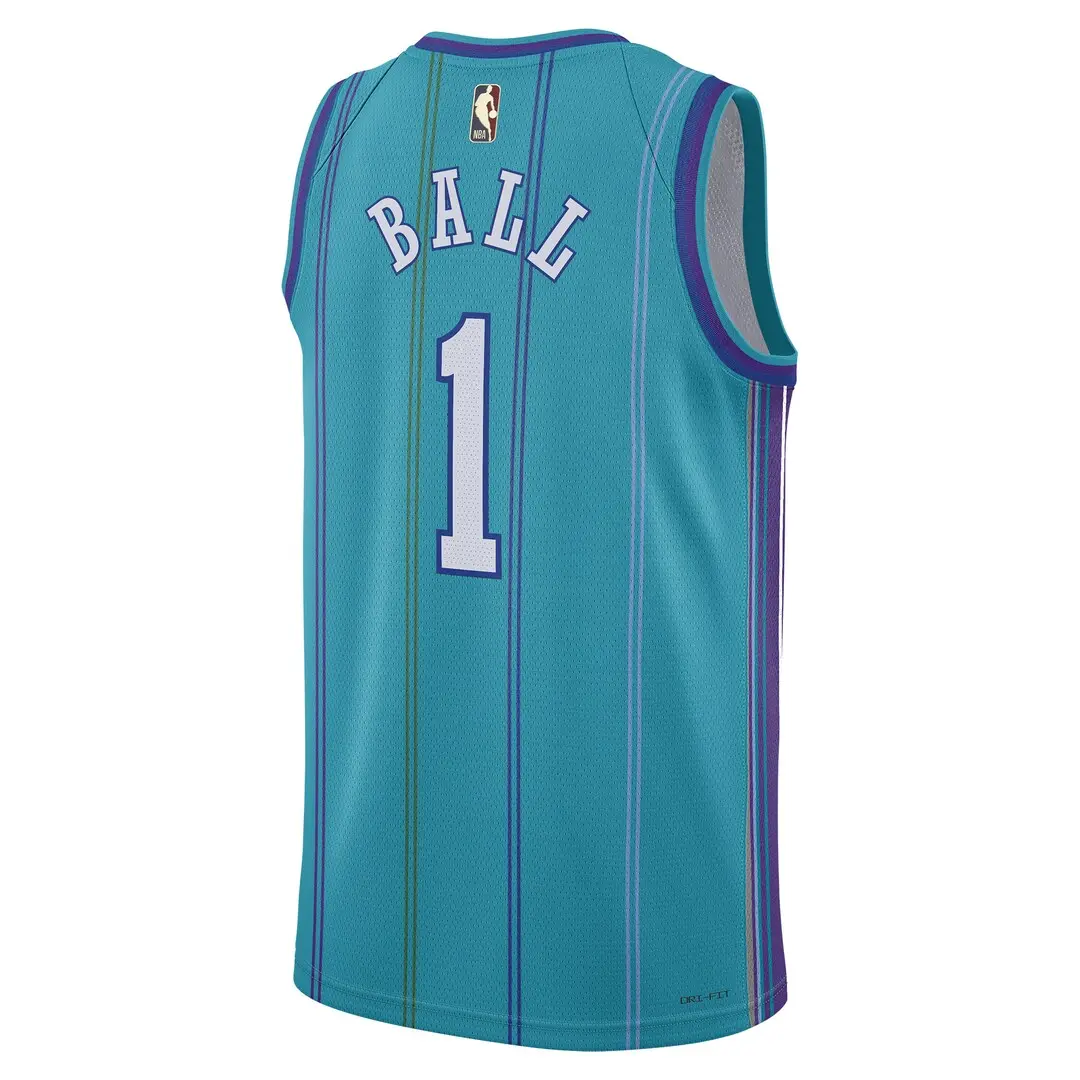 LaMelo Ball Charlotte Hornets Jordan Brand Unisex 2023/24 Swingman Replica Jersey - Classic Edition - Teal - Image 3