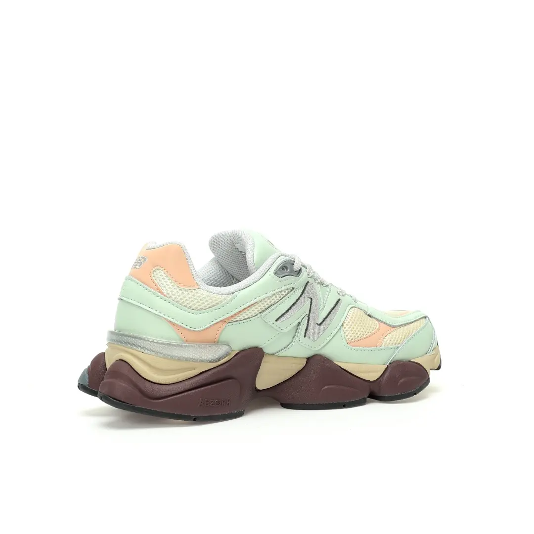 New Balance 9060 Clay Ash White Ash Vanilla Green Milk Brown  Wearing - Image 3