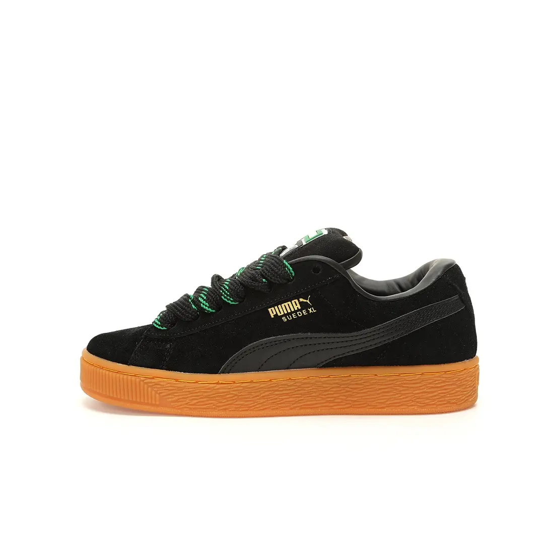Puma Suede Low Xl Black Gum Turning Black Green Tape
