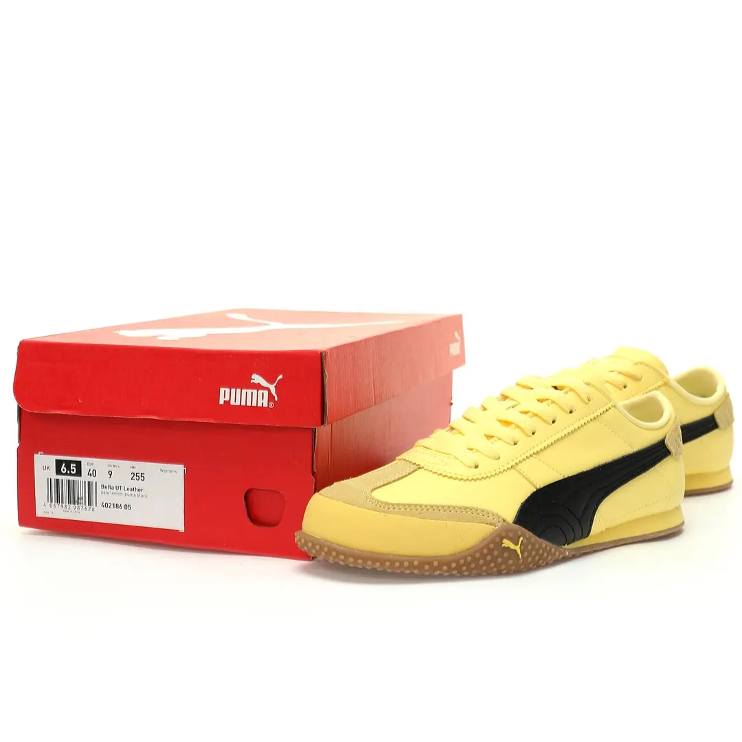 Puma Bella Ut Low Leather Light Yellow Black Caramel Base Bottom - Image 9