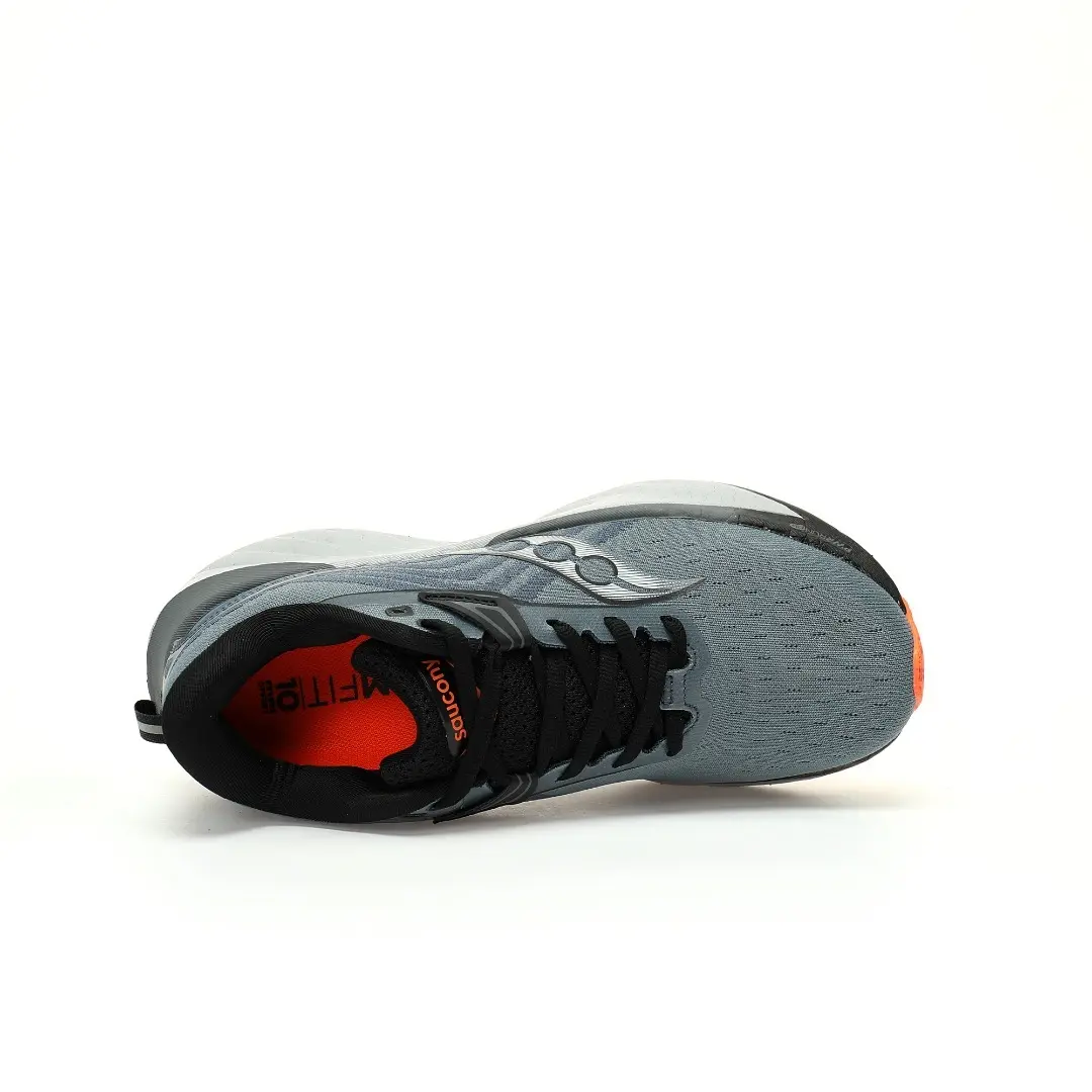 Saucony Triumph 22 Knitted Phantom Gray Black Orange - Image 4