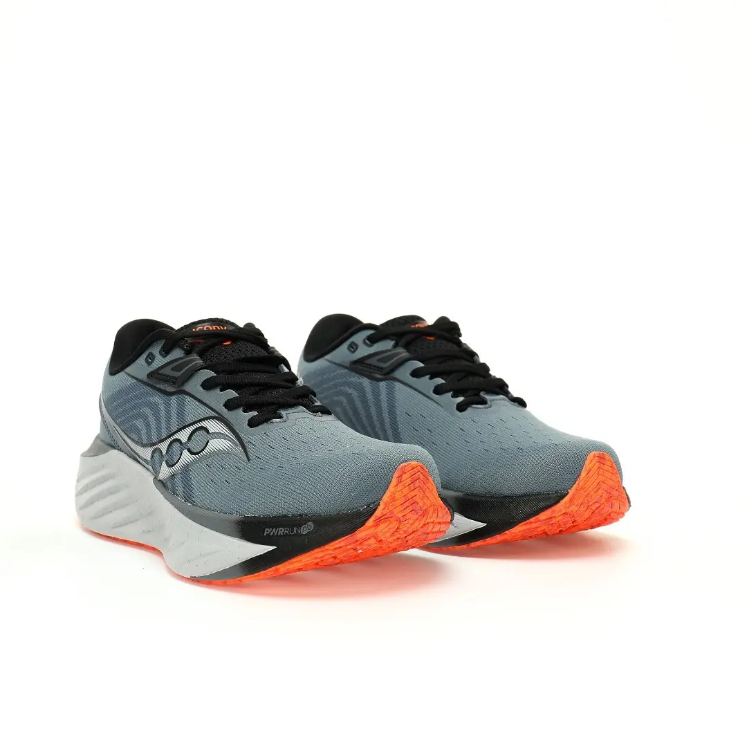 Saucony Triumph 22 Knitted Phantom Gray Black Orange - Image 6
