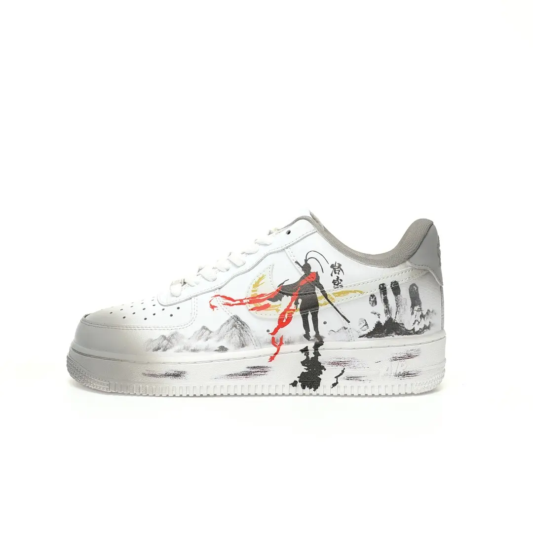 Nike Air Force 1 07 Low Black Myth: WU Kong Leather White Gray Black Wukong 3D Graffiti