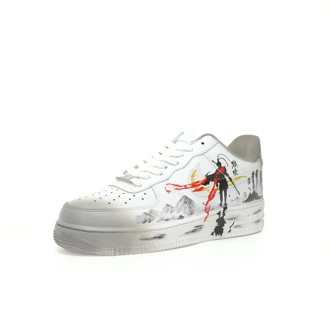 Nike Air Force 1 07 Low Black Myth: WU Kong Leather White Gray Black Wukong 3D Graffiti - Image 2