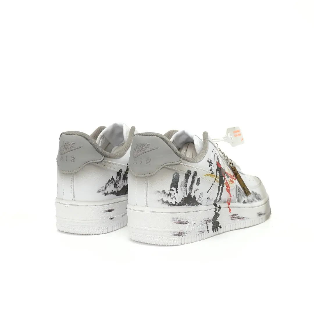 Nike Air Force 1 07 Low Black Myth: WU Kong Leather White Gray Black Wukong 3D Graffiti - Image 7
