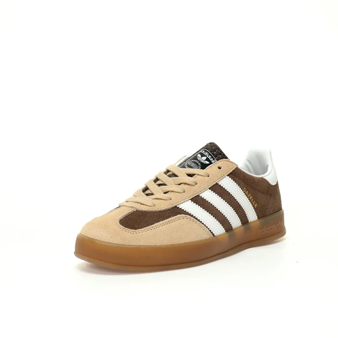 Adidas Gazelle Indoor Trainers Earth Brown Yellow White Raw Gum Sole - Image 2