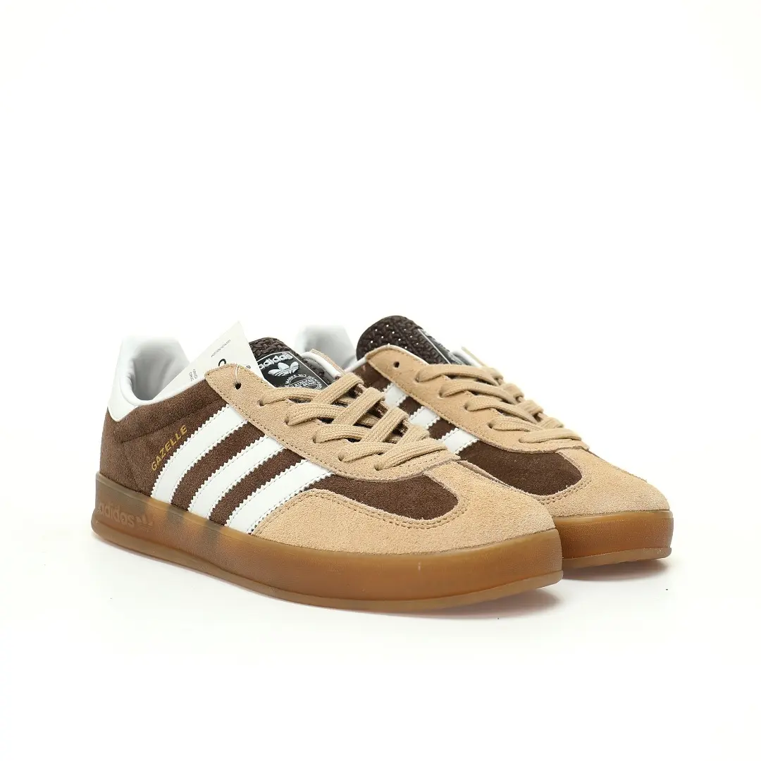 Adidas Gazelle Indoor Trainers Earth Brown Yellow White Raw Gum Sole - Image 6
