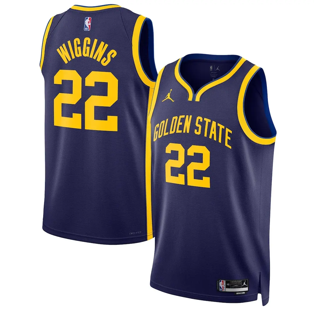 NBA Unisex Golden State Warriors Andrew Wiggins Jordan Brand Navy Swingman Jersey - Statement Edition