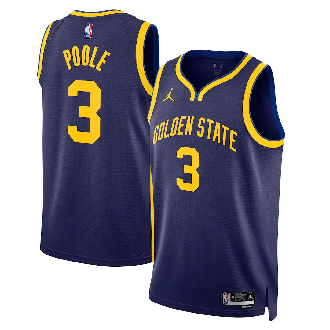 NBA Unisex Golden State Warriors Jordan Poole Jordan Brand Navy Swingman Jersey - Statement Edition
