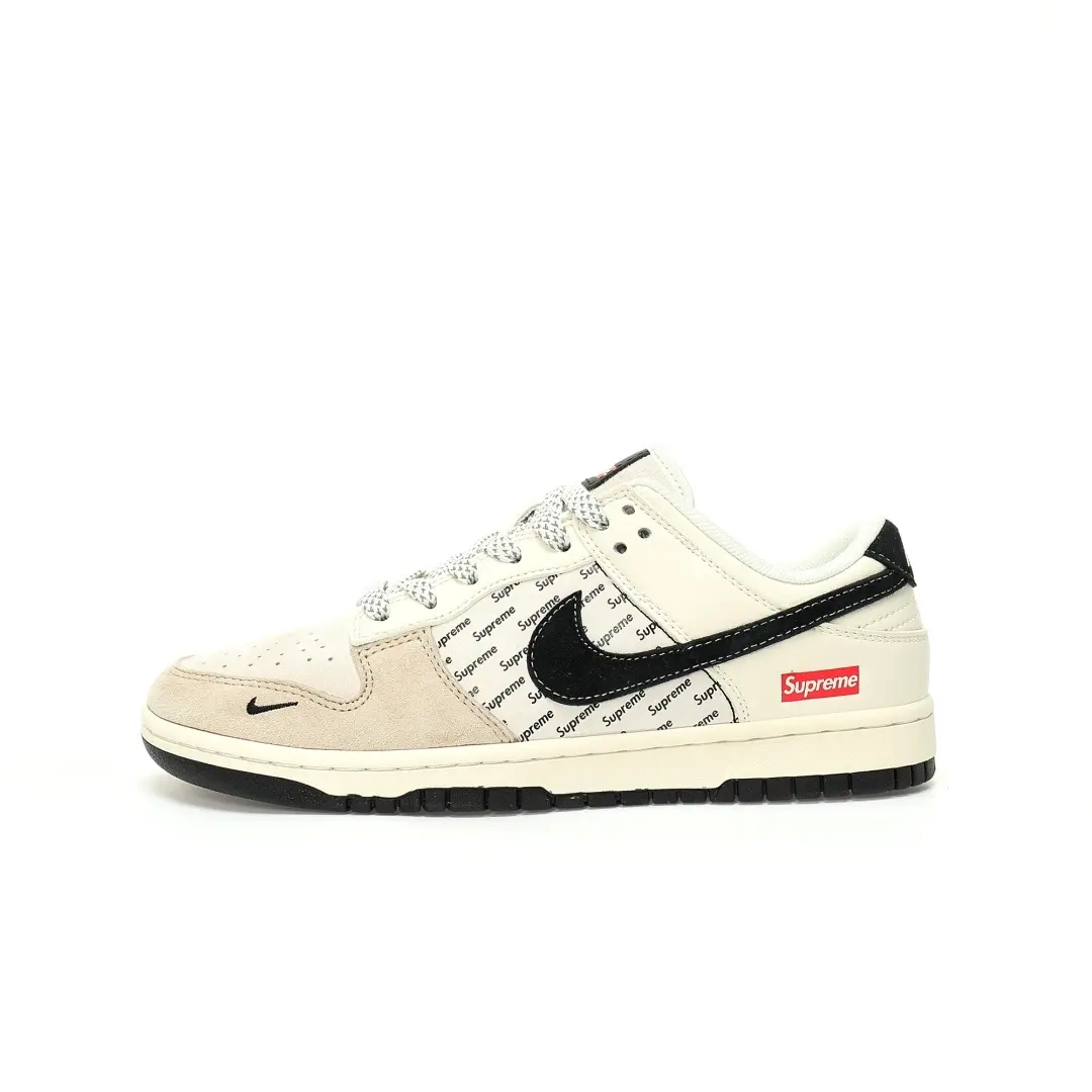 Nike BY You SB Dunk Low Retro SP Co-branded Beige Khaki Black Sup Printed Red Label
