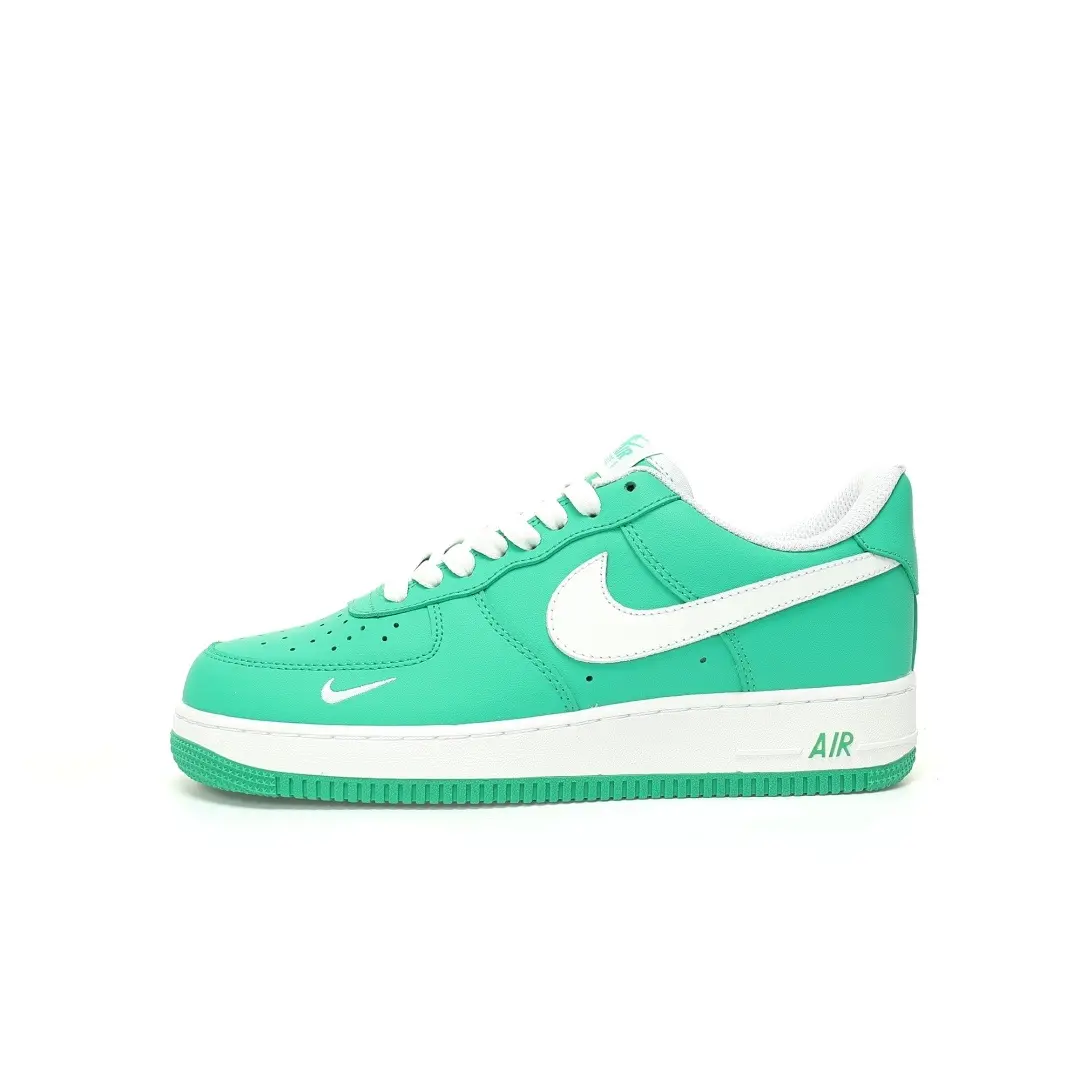 Nike Air Force 1’07 Low Mint White Leather Mint Green Embroidered Small Hook