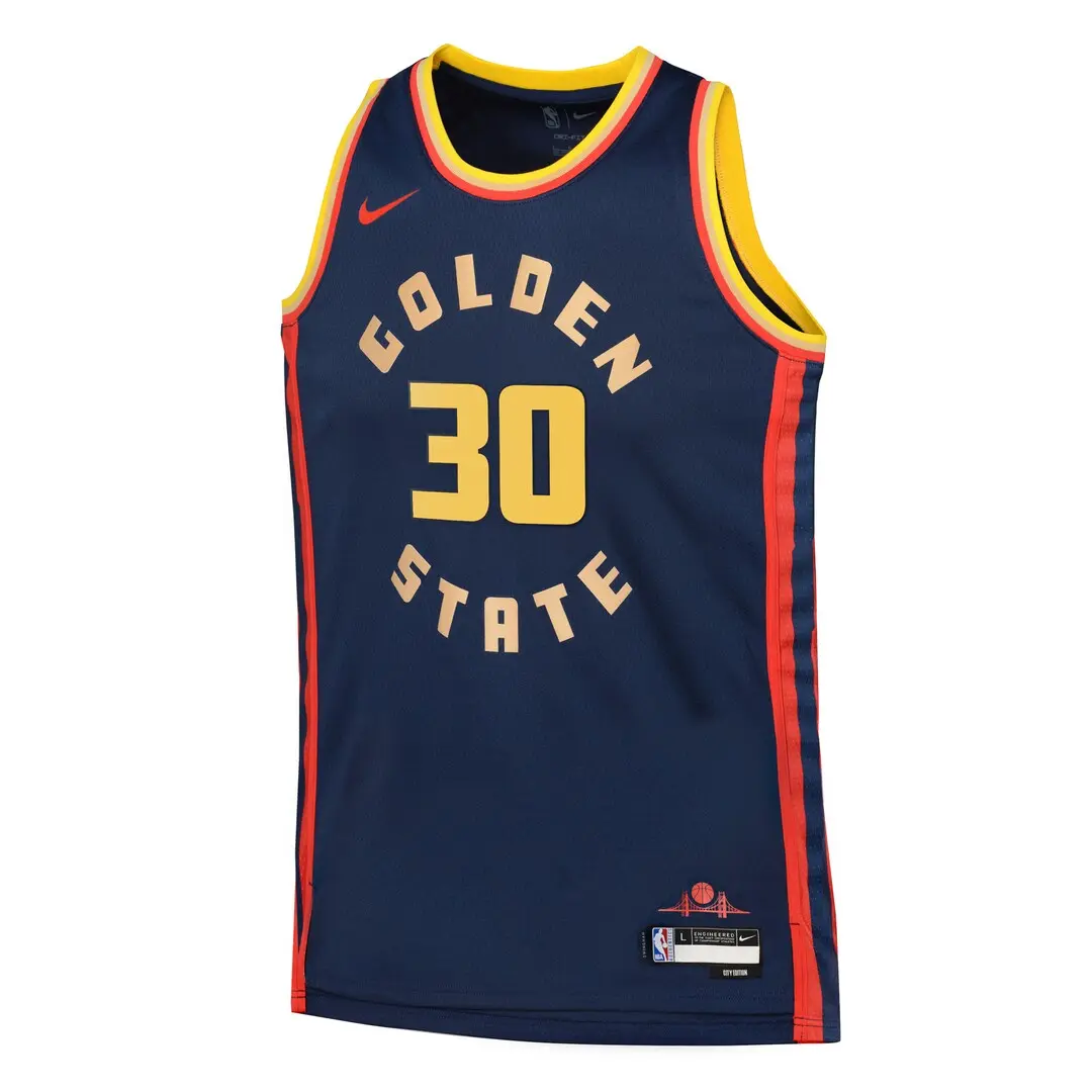 NBA Golden State Warriors Nike City Edition Swingman Jersey 2024 - Navy - Stephen Curry - Youth - Image 2