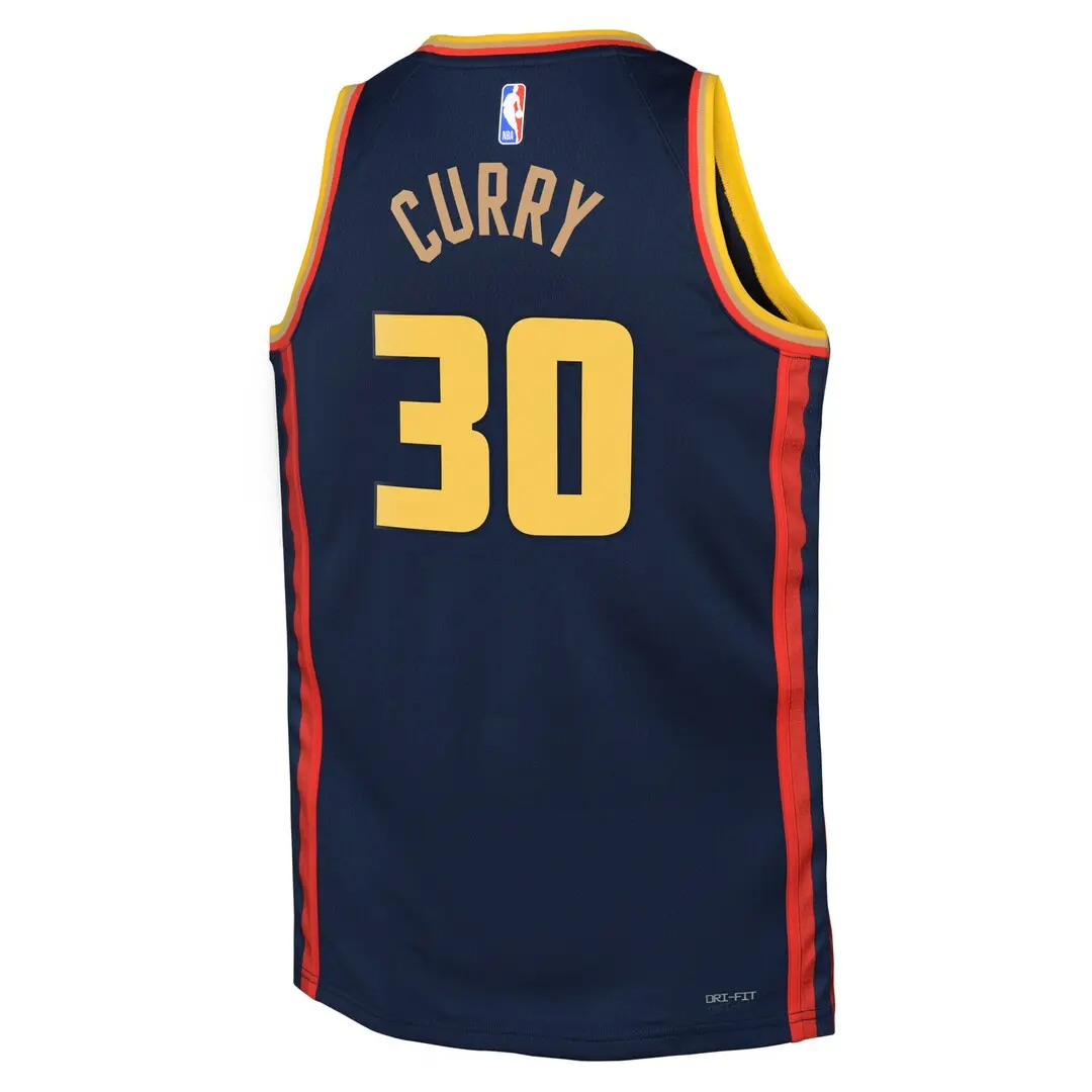 NBA Golden State Warriors Nike City Edition Swingman Jersey 2024 - Navy - Stephen Curry - Youth - Image 3
