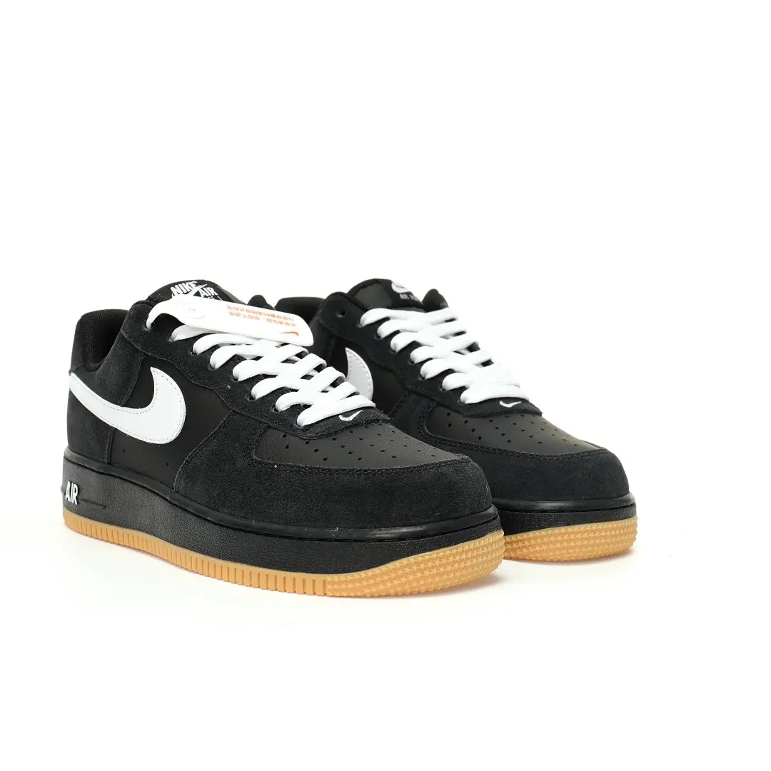 Nike Air Force 1 Sk8 Low Black Gum Light Brown Translucent Black And White Raw Rubber Sole - Image 5