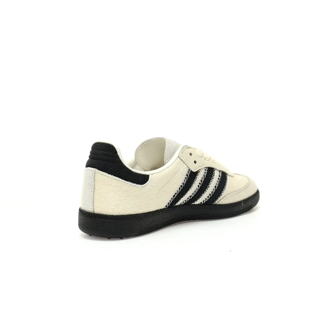Adidas Originals Samba OG Wonder White Black Pony Brown Hair Rice White Black Raw Rubber Sole - Image 3
