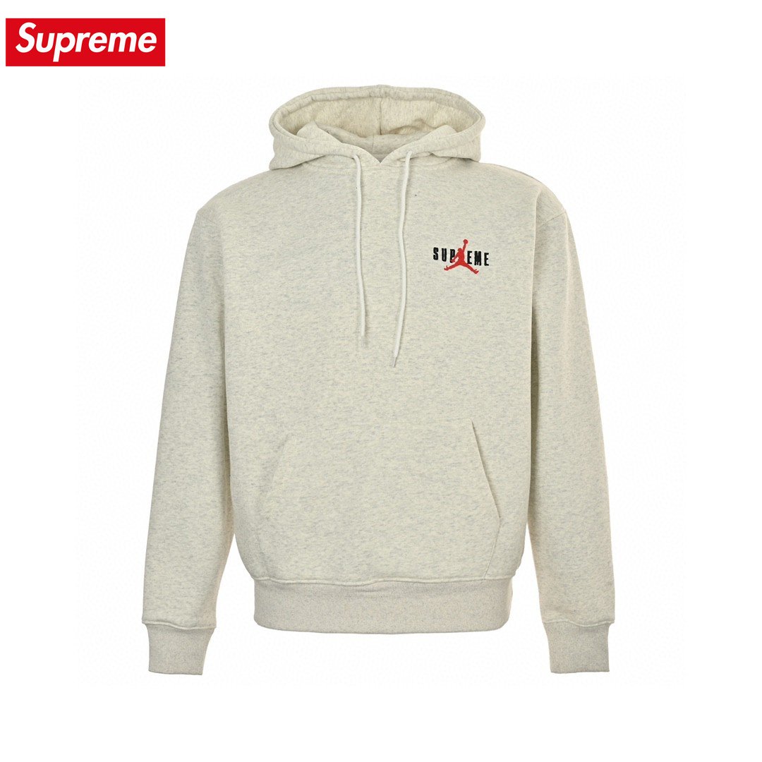 Jordan Fleece Hooded Sweatshirt Supreme Collaboration FW24 Lightgrey Unisex