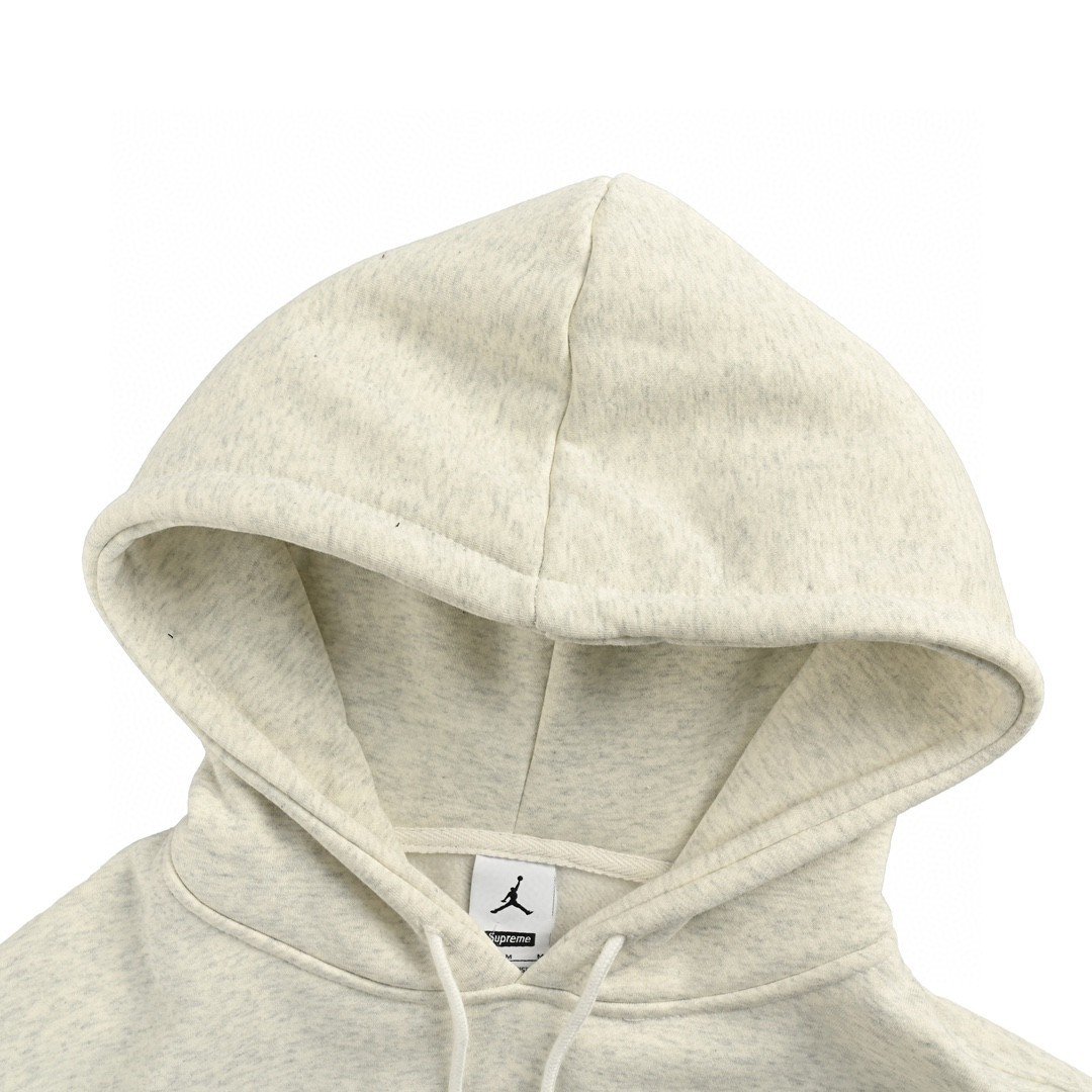 Jordan Fleece Hooded Sweatshirt Supreme Collaboration FW24 Lightgrey Unisex - Image 4