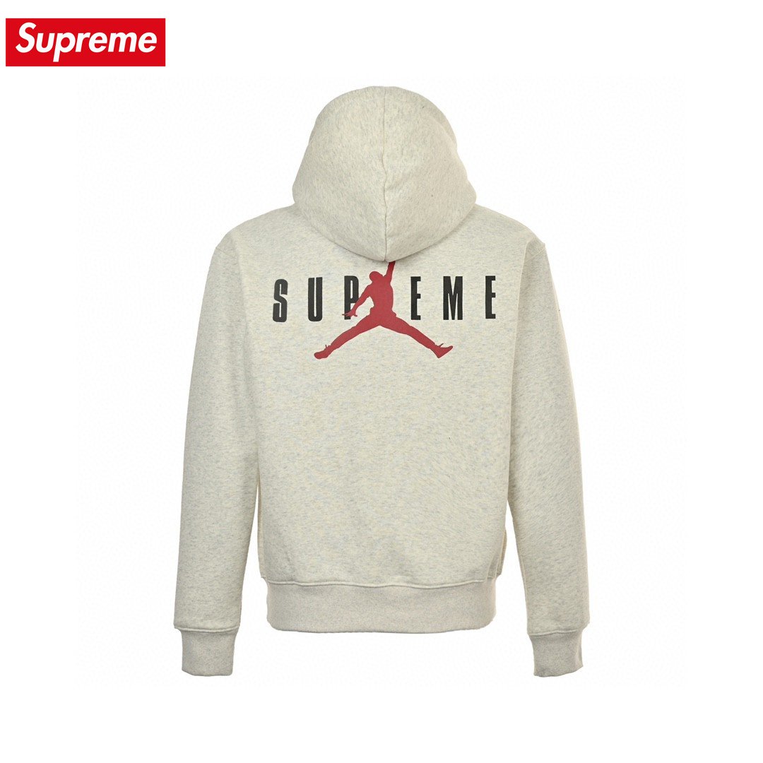 Jordan Fleece Hooded Sweatshirt Supreme Collaboration FW24 Lightgrey Unisex - Image 2