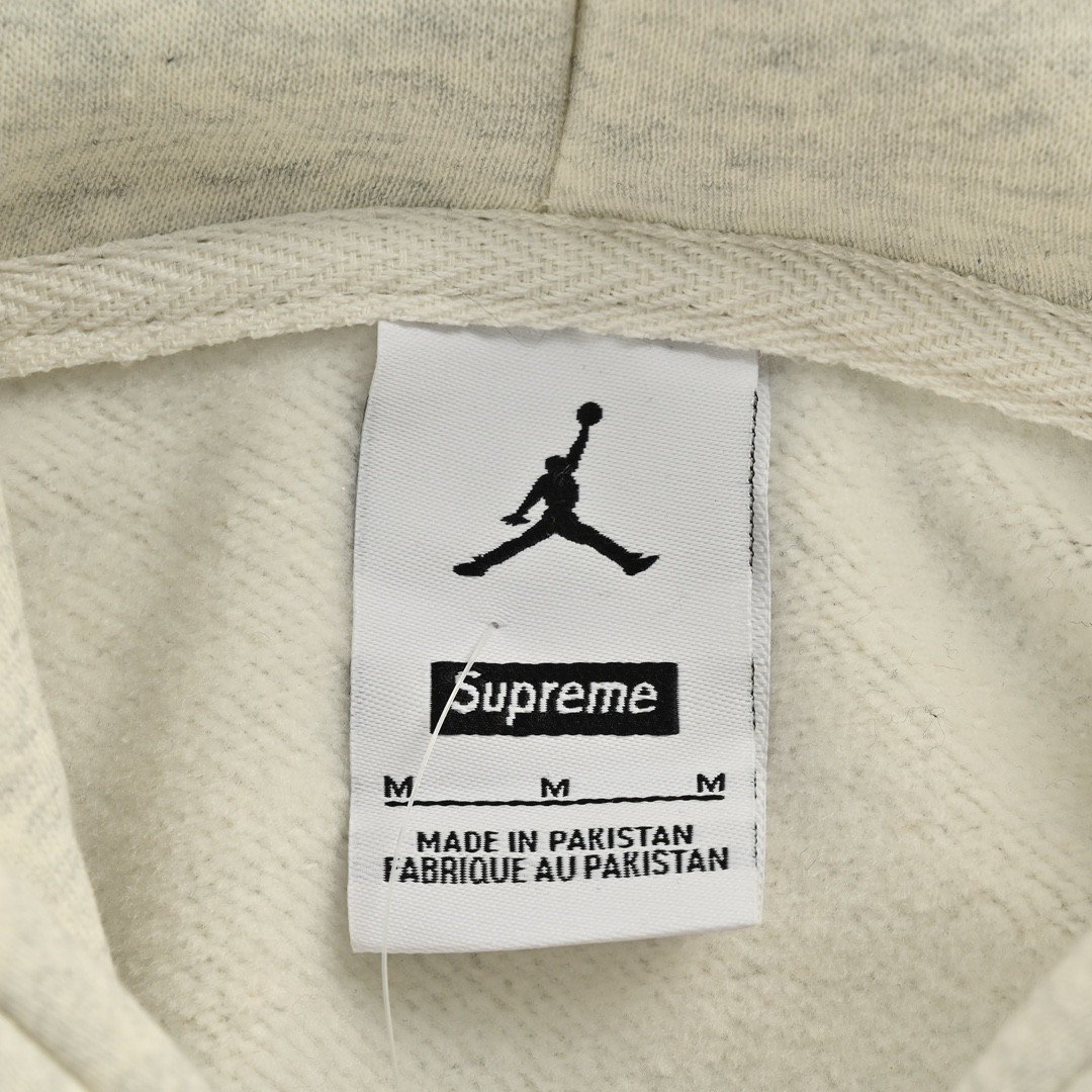 Jordan Fleece Hooded Sweatshirt Supreme Collaboration FW24 Lightgrey Unisex - Image 5